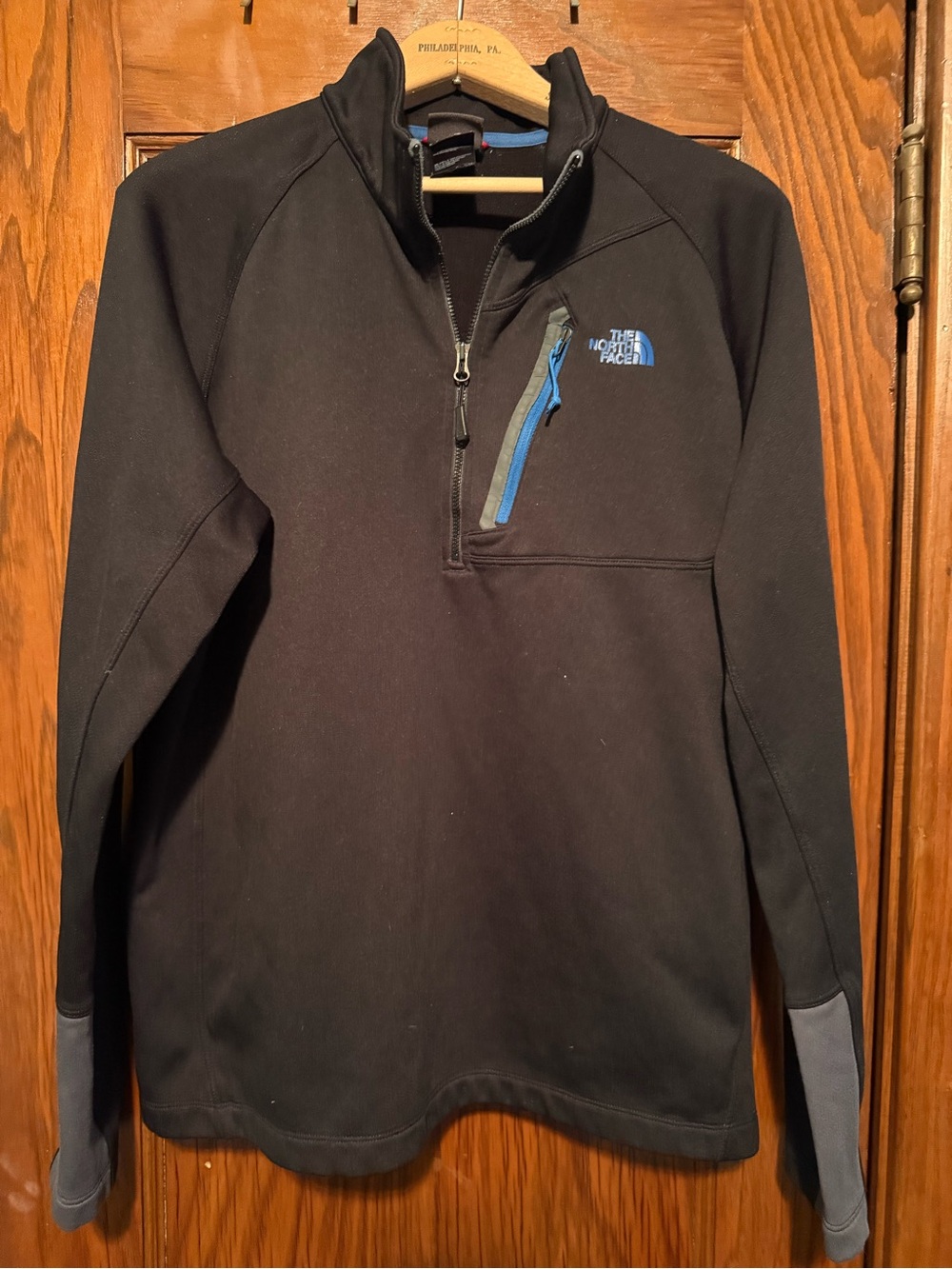 The North Face Black Pullover Half-Zip with Blue Trim